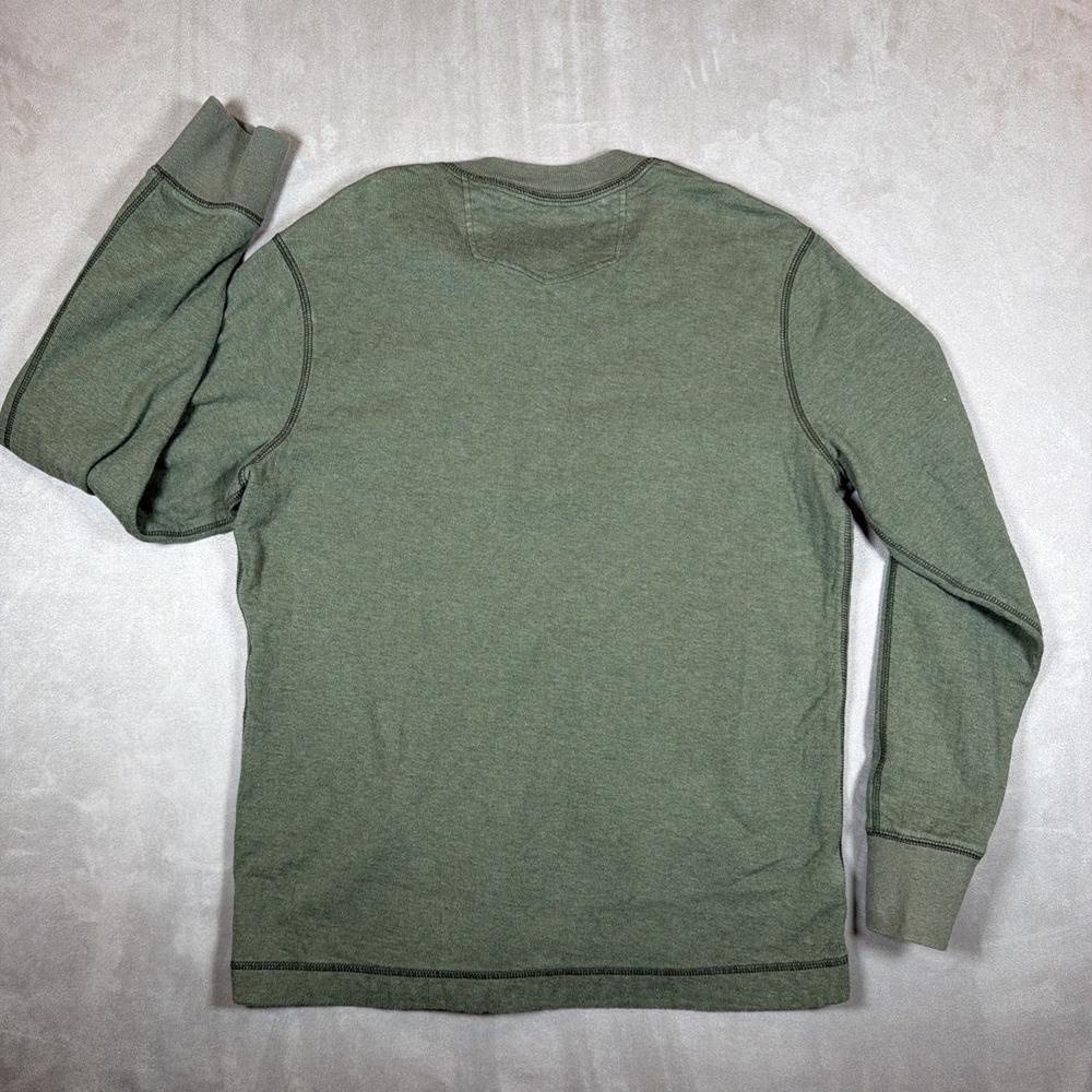 Eddie Bauer Heavyweight Henley Shirt Men's Large Green Long Sleeve Cotton - Picture 10 of 14